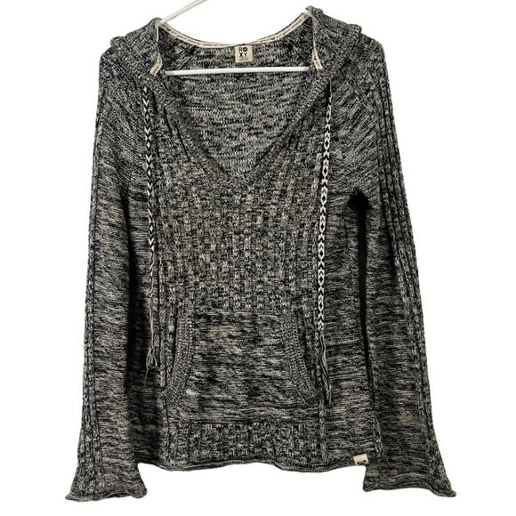 Roxy women's black and white marbled long sleeve hooded sweater size Small - Picture 1 of 10